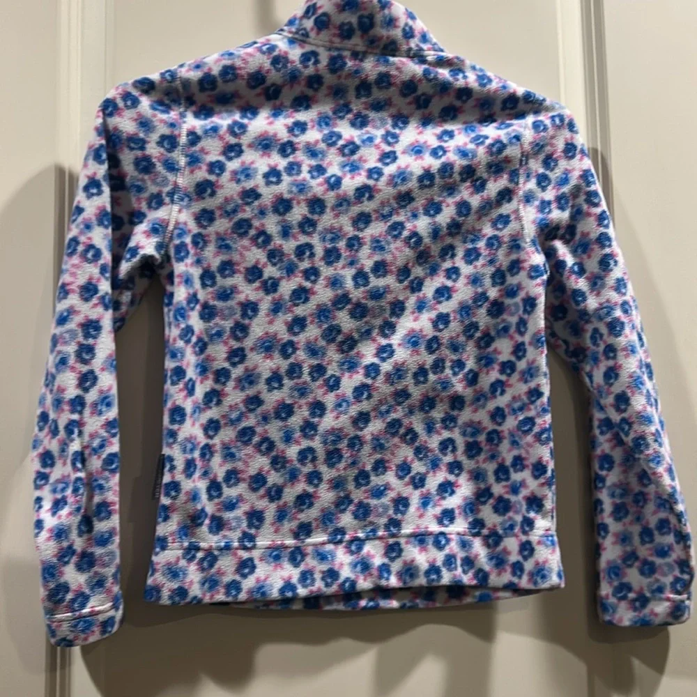 Obermeyer 1/4 ZipUp floral Fleece Pullover long sleeve jacket girls size L